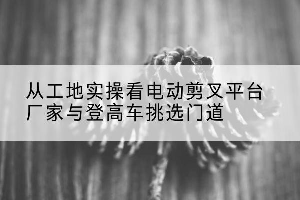山阳电动剪叉升降平台厂家-从工地实操看电动剪叉平台厂家与登高车挑选门道